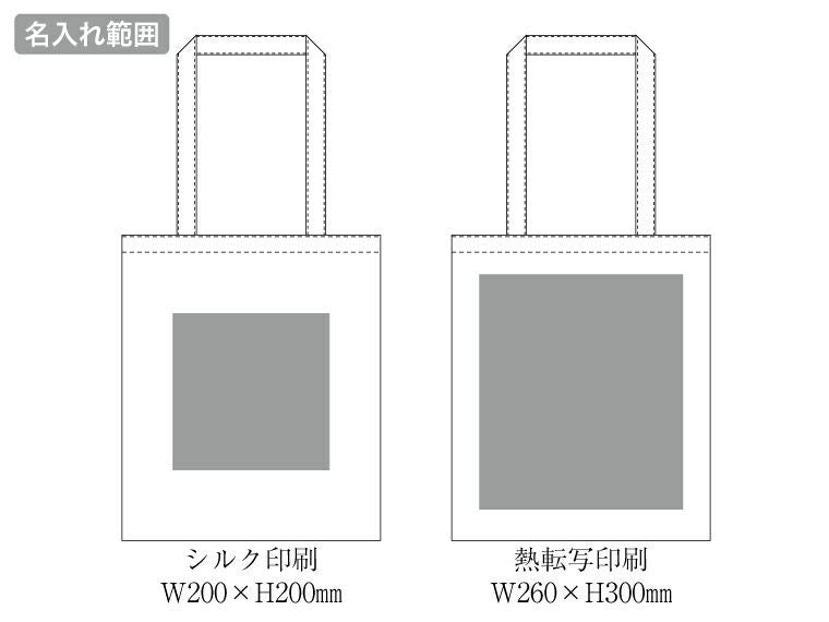 不織布フラットショルダートートの名入れ範囲