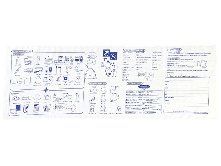 防災てぬぐいの全体のイメージ画像