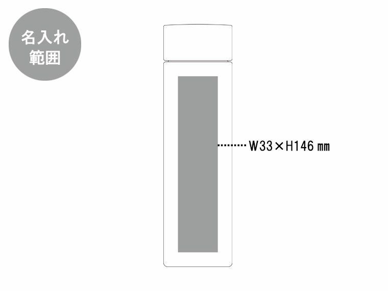 スクエアクリアボトルの名入れ範囲