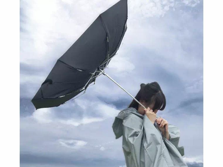 傘が強風で裏返しになっている