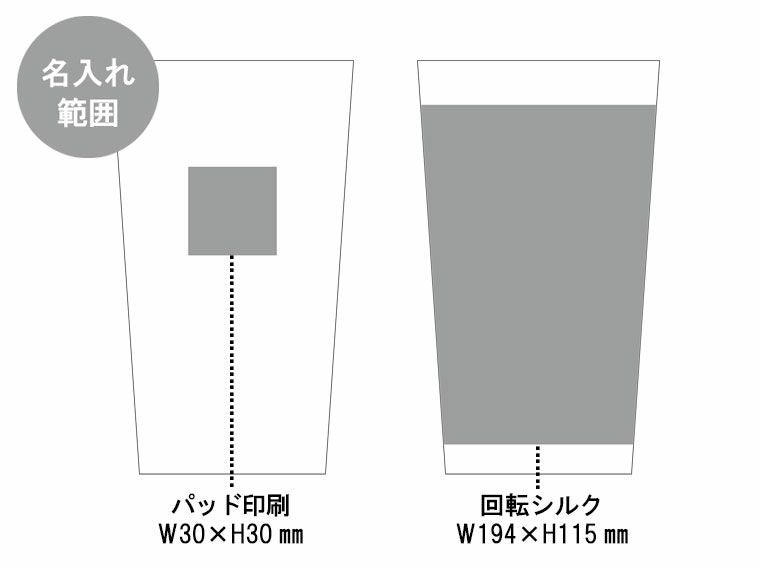 ステンレスサーモタンブラー450mlの名入れ範囲