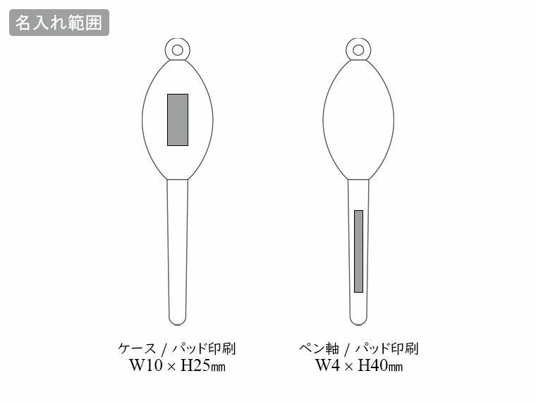 ネックストラップ付ボールペンの名入れ範囲