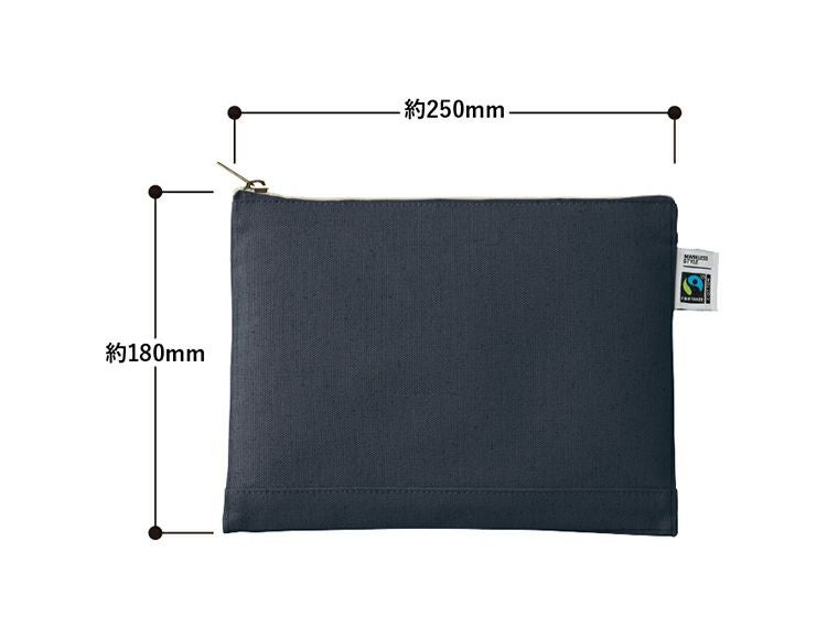 フェアトレードコットンキャンバスフラットポーチ（M）カラーの商品サイズ