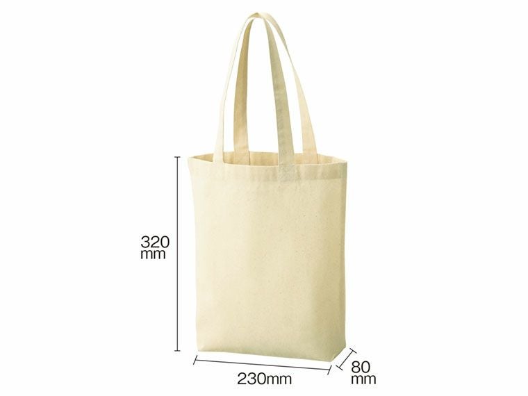 5オンス・厚手A4コットントート（マチ付）のサイズイメージ画像