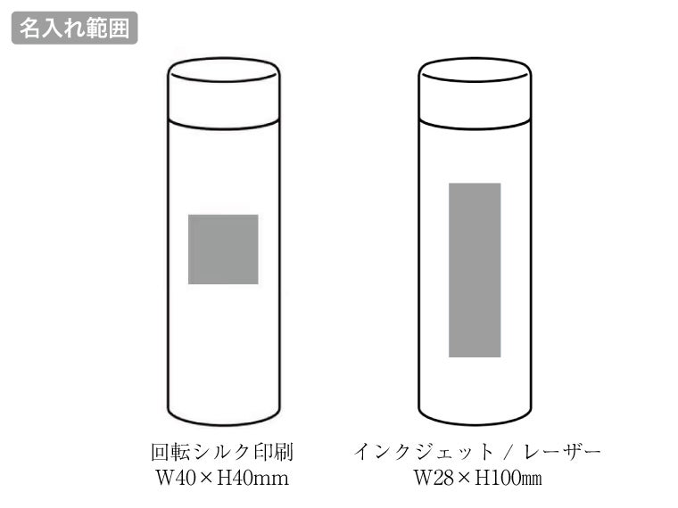 グランゴールド 真空保冷温ボトルの名入れ範囲