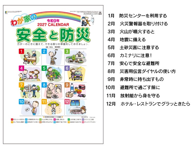わが家の安全と防災 壁掛けカレンダーは月毎にテーマがあります。