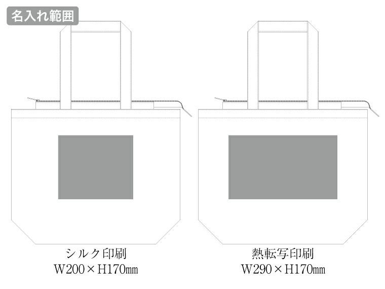 キャンバスベーシックファスナートート（L）の名入れ範囲