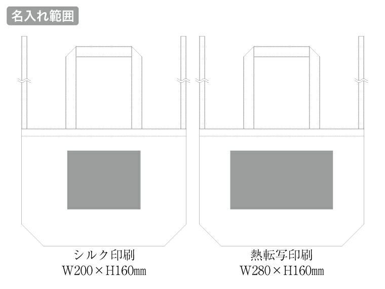 オーガニック厚手コットン紐リボントート　ナチュラルの名入れ範囲