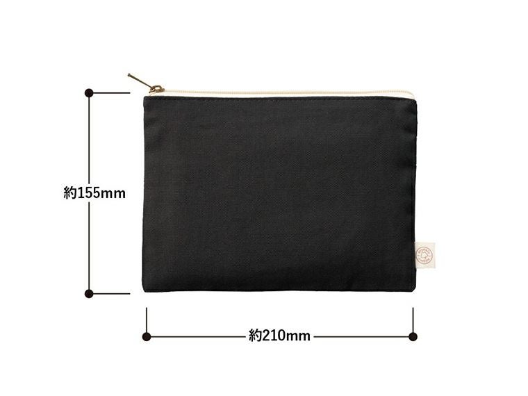 オーガニックコットンキャンバスフラットポーチ（M）　ナイトブラック商品サイズ