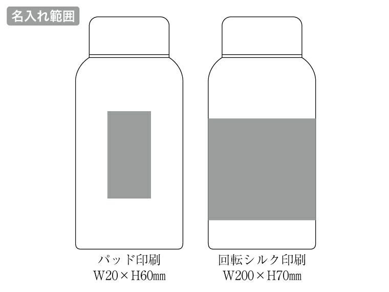 Smoo・真空二重構造ステンレスボトル400mlの名入れ範囲