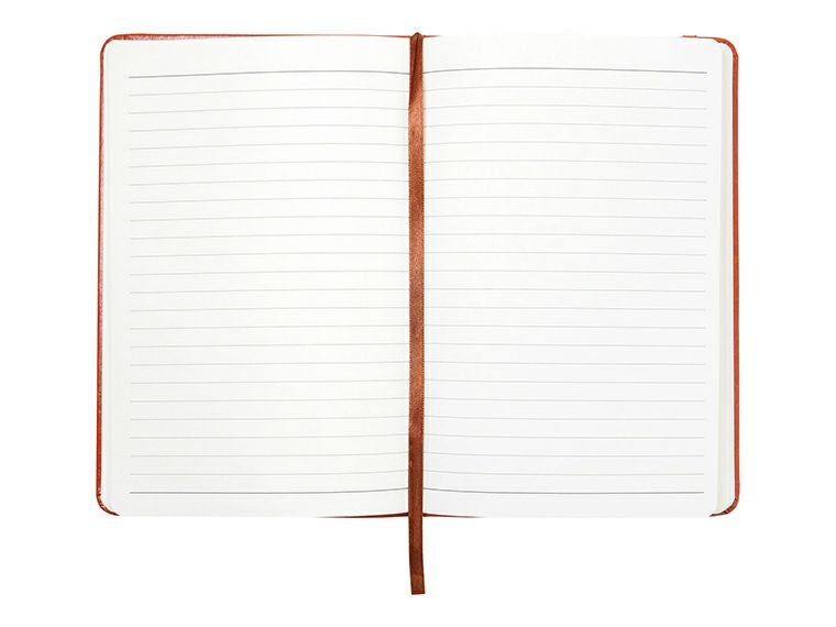 レザー調ハードカバーノートA5を開いた状態