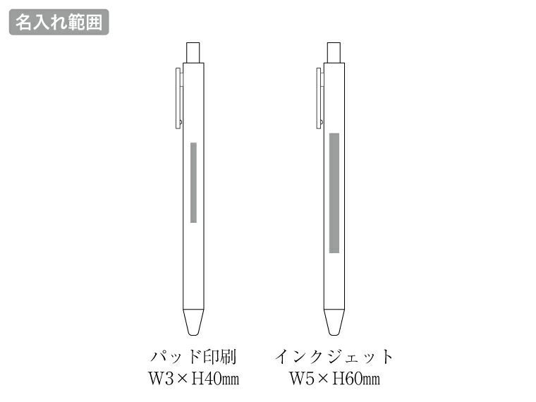 リル 再生樹脂ボールペンの名入れ範囲