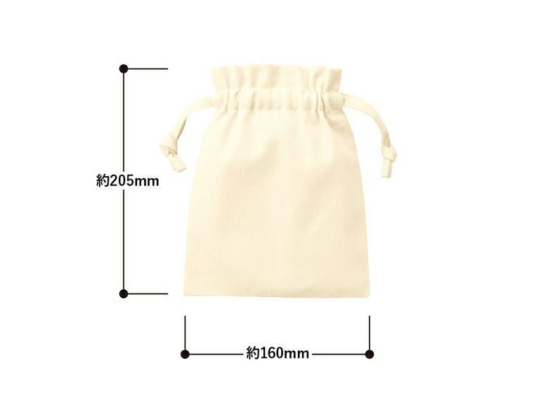厚手コットンフリル巾着（S）　ナチュラル商品サイズ