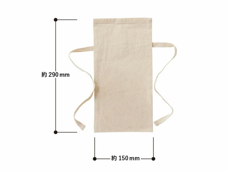 厚手コットンラッピング巾着（S）ナチュラル商品サイズ