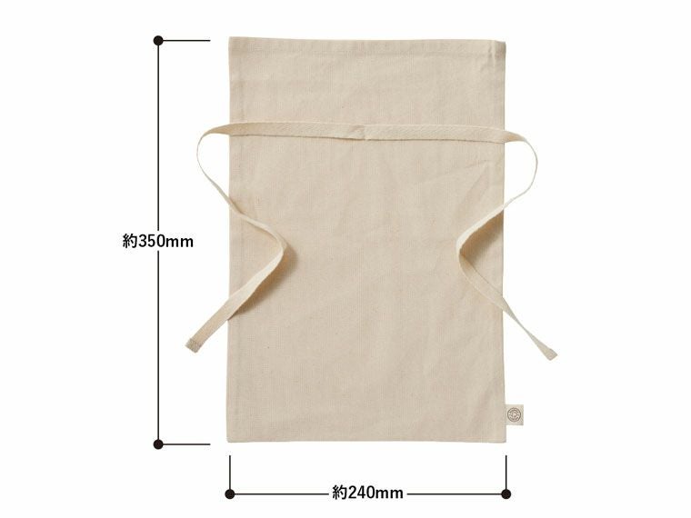 オーガニックコットンラッピング巾着（M）　ナチュラル商品サイズ