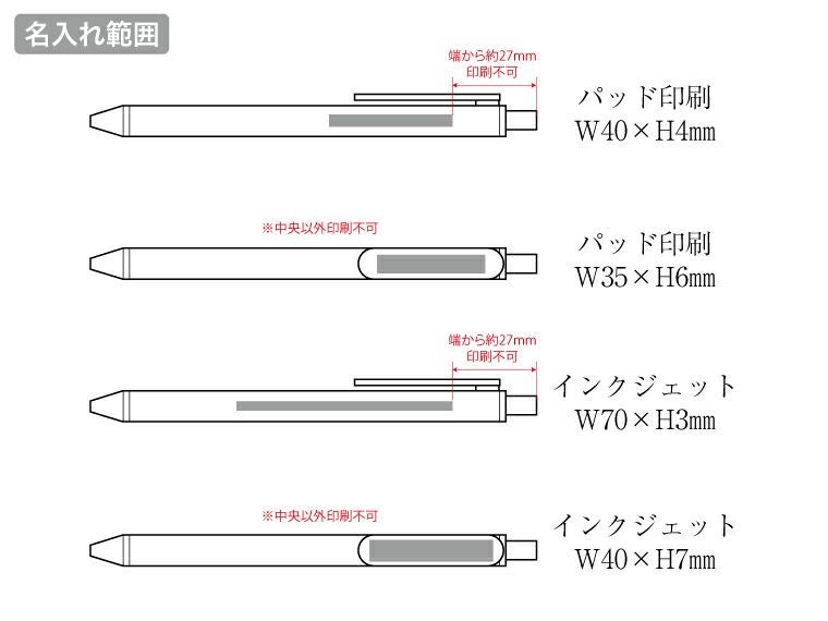 エコOBPボールペンの名入れ範囲