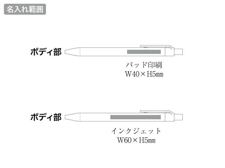 エコボールペン（ペーパー×コーヒー配合）の名入れ範囲