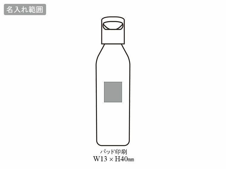 AL-02B ポータブルアルミボトル　650mlの名入れ範囲
