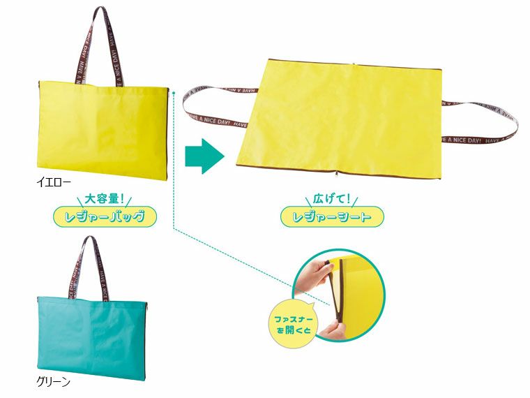 ファスナーを開くとシートに変身