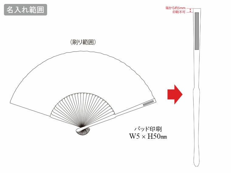 すす竹和扇子の名入れ範囲