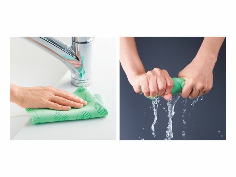 キッチン周りのふき取りに、絞って繰り返し使用できます