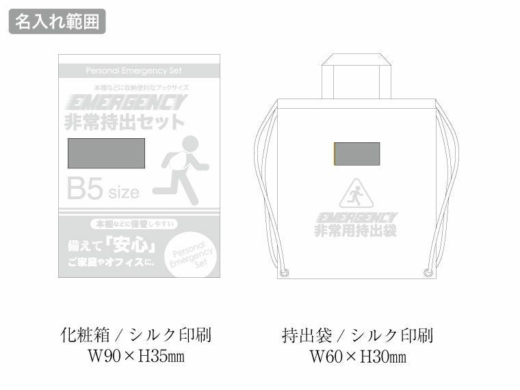 非常持出11点セット　FX-20の名入れ範囲