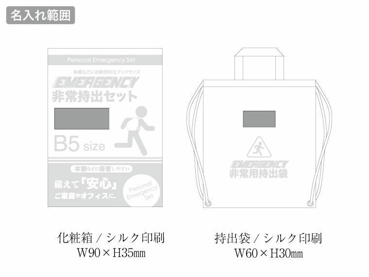 非常持出12点セット　FX-25の名入れ範囲