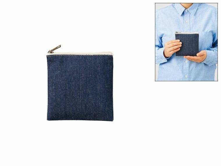 デニムフラットポーチ(SS)　インディゴ