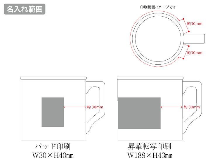 陶器マグストレート　ラウンドリップ（Ｍ）の名入れ範囲