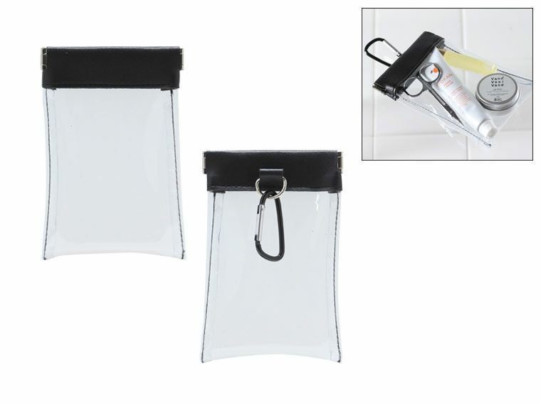 クリアばねぐちポーチ（カラビナ付）