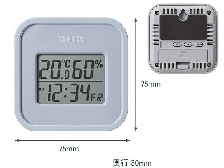 タニタ　デジタル温湿度計　TT-588商品サイズ