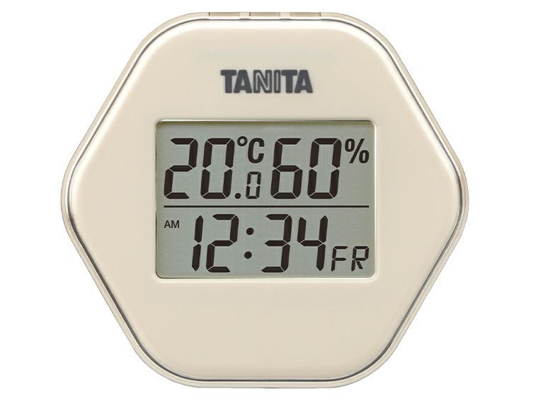 タニタ　デジタル温湿度計　TT-573アイボリー正面