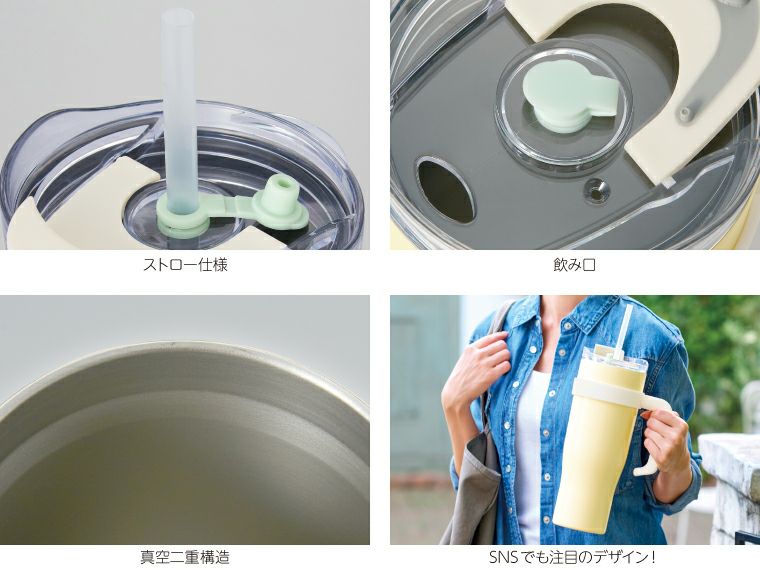 超大容量真空ステンレス取っ手付きタンブラー1.2L使用イメージ