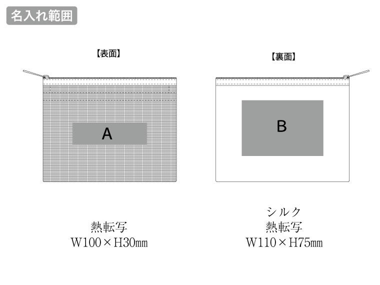 らくらく仕分けポーチ（S）の名入れ範囲