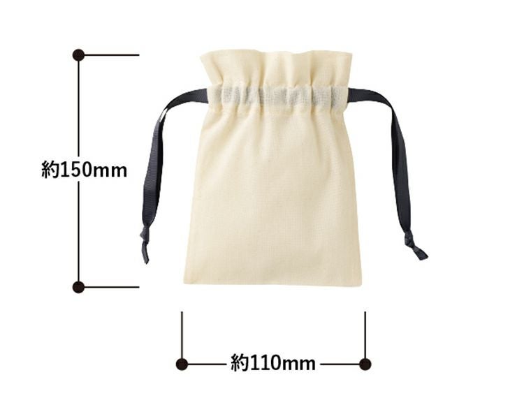 コットンカラーリボン巾着（SS）のサイズ