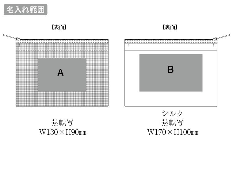 らくらく仕分けポーチ（M）の名入れ範囲