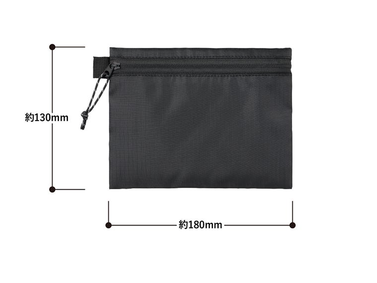 リップストップフラットポーチ（S）のサイズ表記