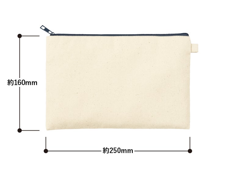 カラーファスナーキャンバスフラットポーチ（M）のサイズ表記
