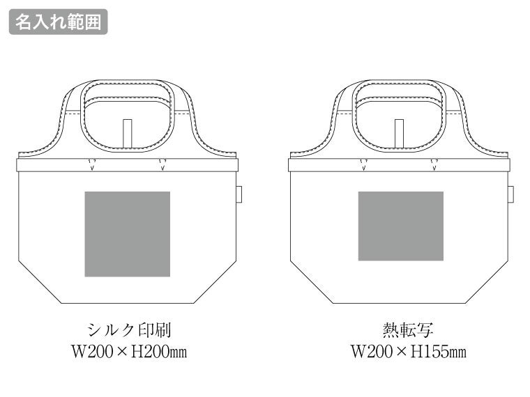 クルリト　セルフレジで使いやすいコンパクトクーラーマルシェバッグの名入れ範囲