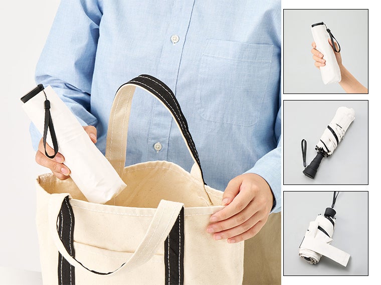 のびるハンドル5段遮光折りたたみ傘の使用イメージ