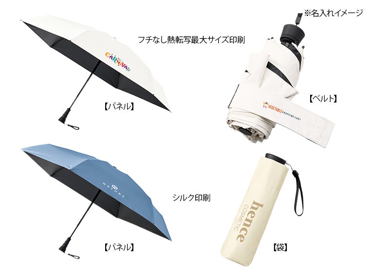 のびるハンドル5段遮光折りたたみ傘の名入れイメージ