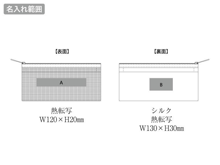 らくらく仕分けペンケースの名入れ範囲
