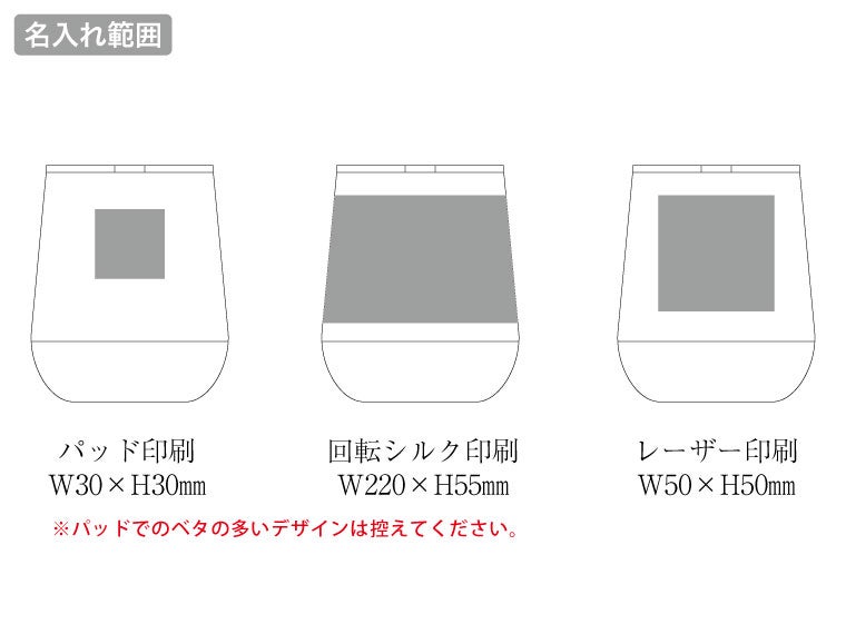 Zalattoフタ付サーモラウンドタンブラーの名入れ範囲