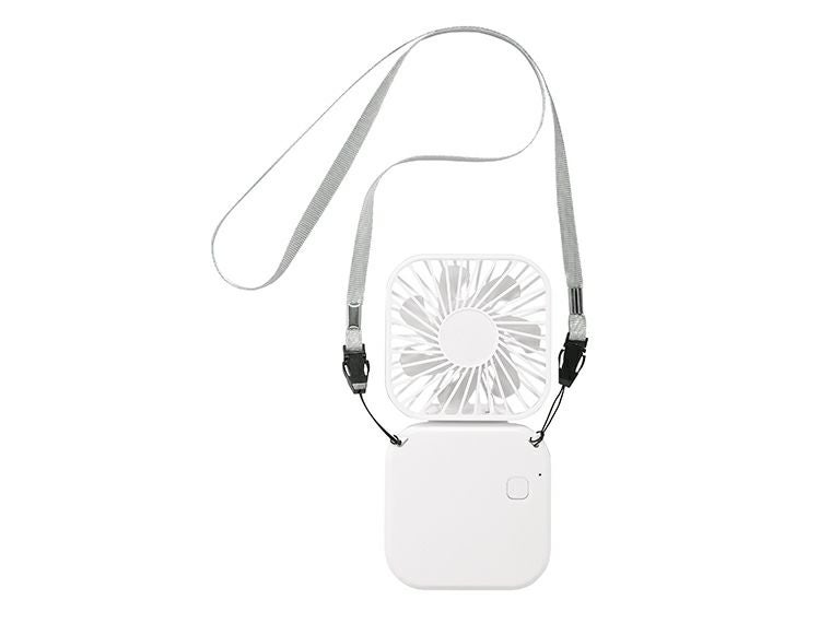 充電式3WAY折りたたみハンディファン（ネックストラップ付き）の全体画像