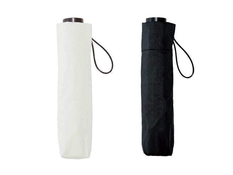 ベーシック男女兼用晴雨兼用折りたたみ傘はオフホワイトとブラックの2色展開