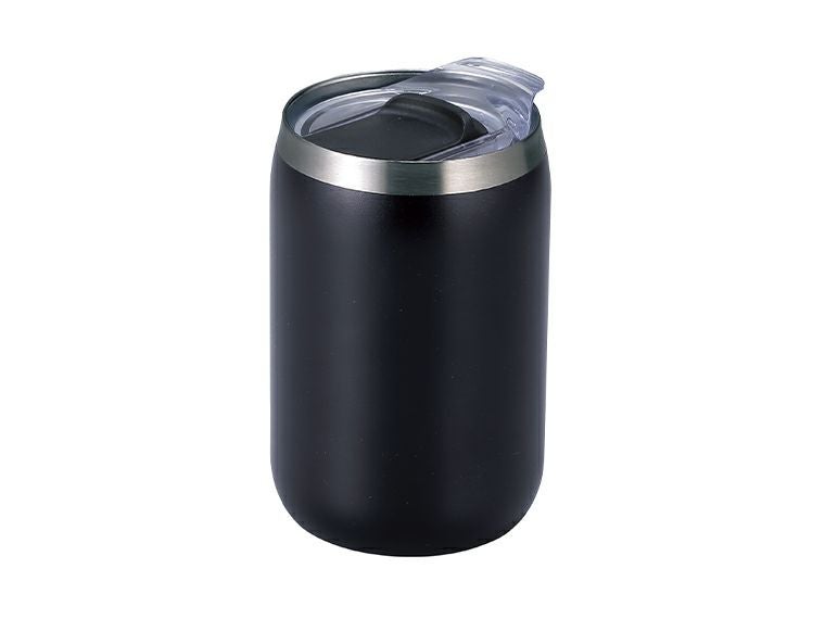 スライド式蓋付き真空二重構造ステンレスタンブラーの本体カラーブラックの画像