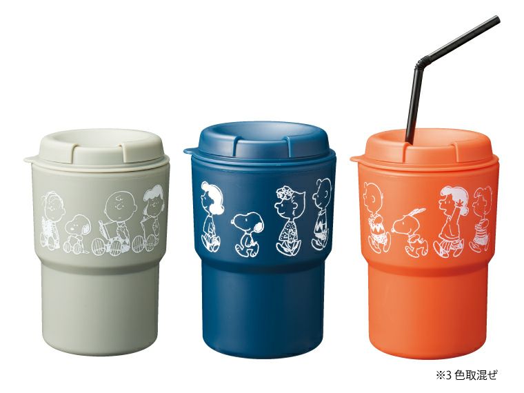 キャラクター　二重構造タンブラーはグレー、ネイビー、オレンジ3色アソートでお届け！