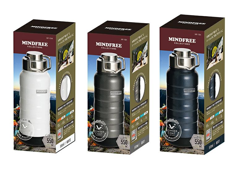 MF-15W マインドフリー 真空二重ステンレスボトル 550mlの化粧箱入り画像