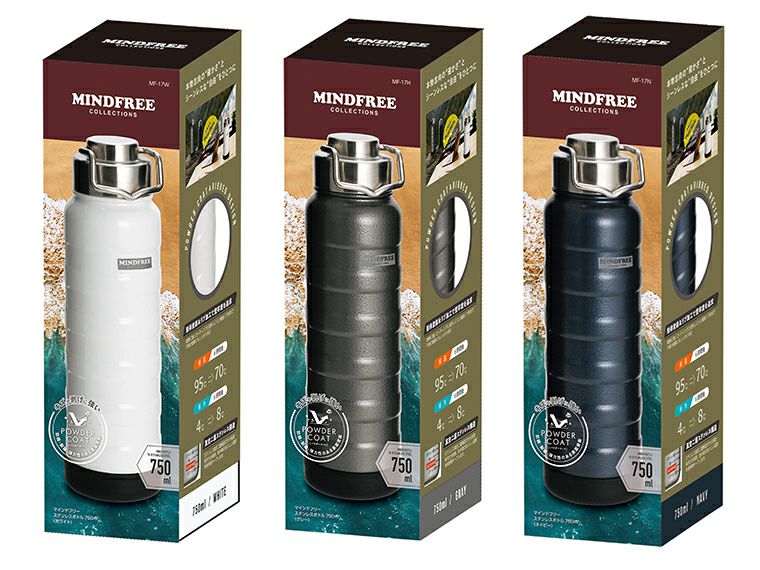 MF-17W マインドフリー 真空二重ステンレスボトル 750mlの化粧箱入り画像