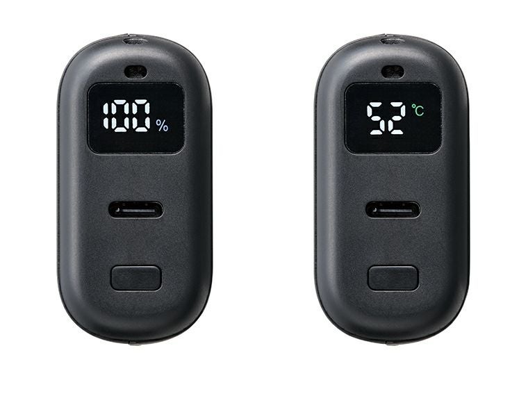 カイロチャージャーには残量と温度が表示されます。